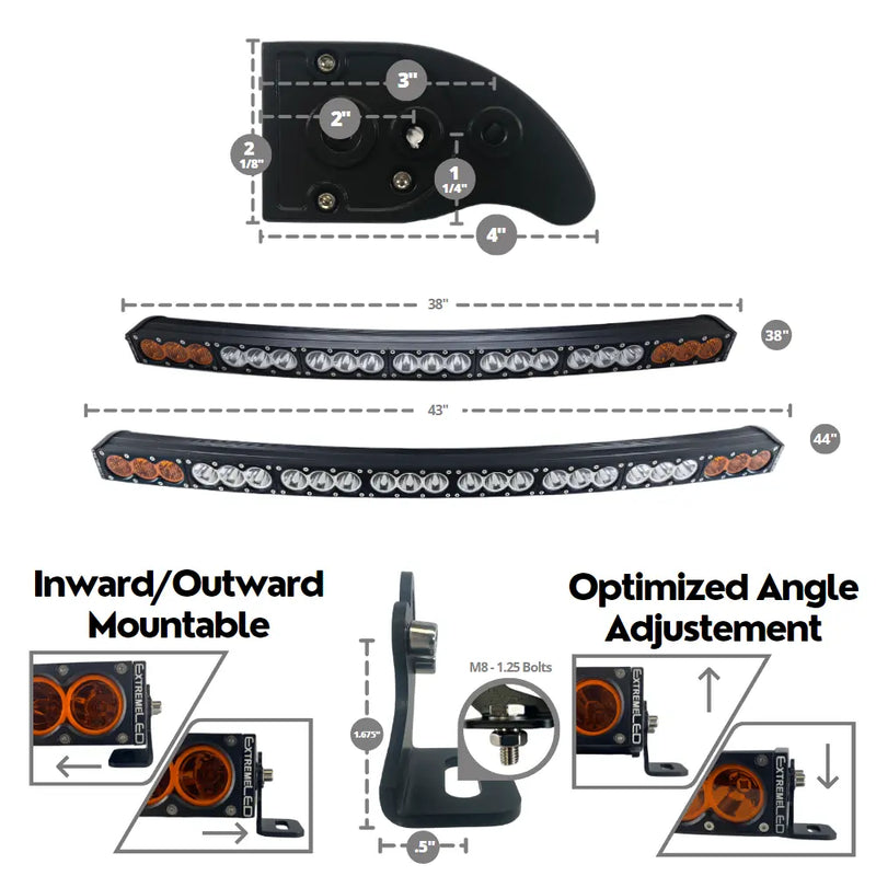 Extreme LED X6S Slim Amber/White Curved LED Light Bar & Harness (All Sizes)