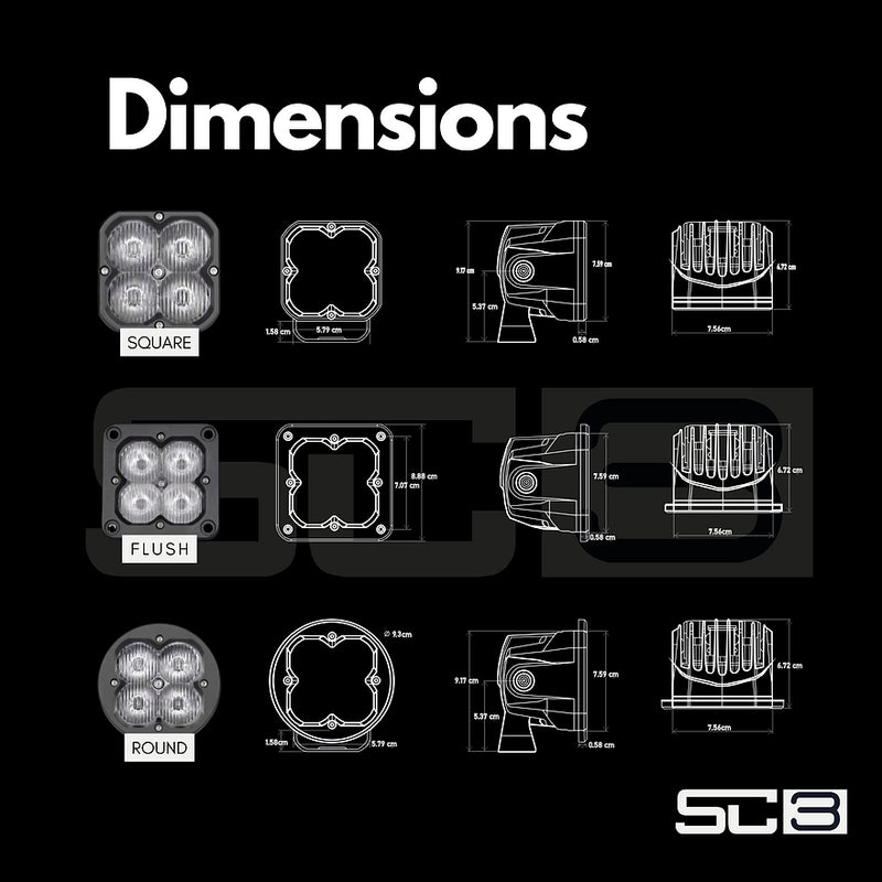 SC3 Square LED Light Pods