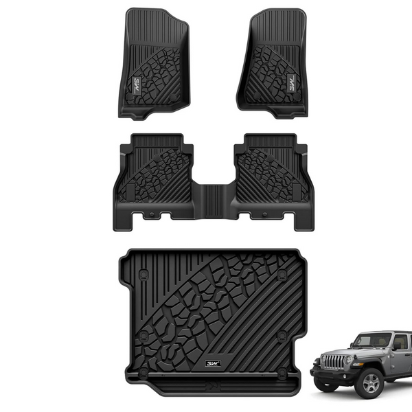 3W All-Weather Floor Mats and Trunk Mat for Jeep Wrangler JL (2018-2024) - Aspire Auto Accessories