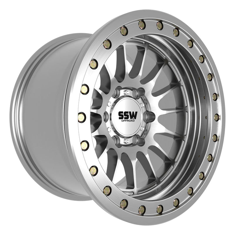 SSW Off-Road Beadlock DAKAR Wheel - Machined Silver - 17X9.0 -25 (6 LUG)