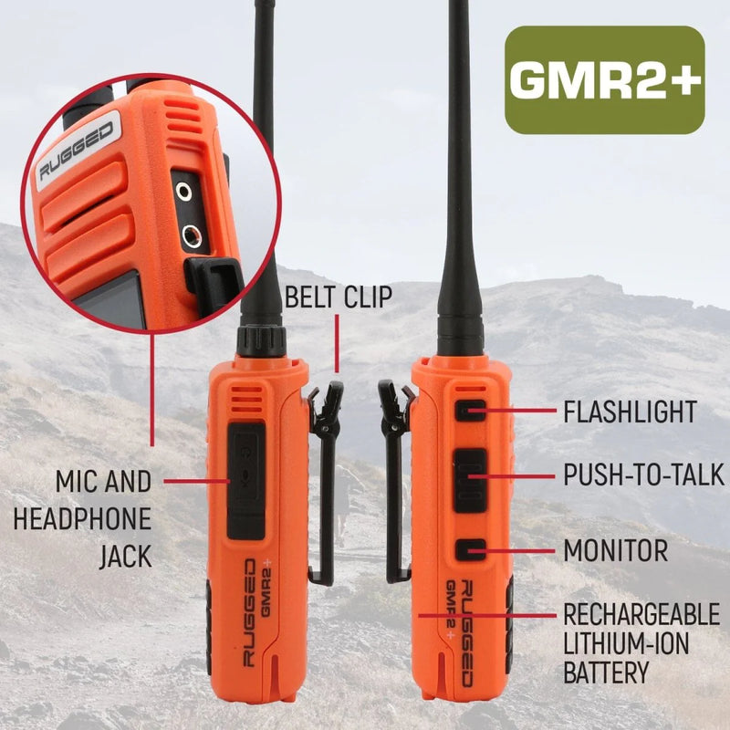 Rugged GMR2 PLUS GMRS and FRS Two Way Handheld Radio