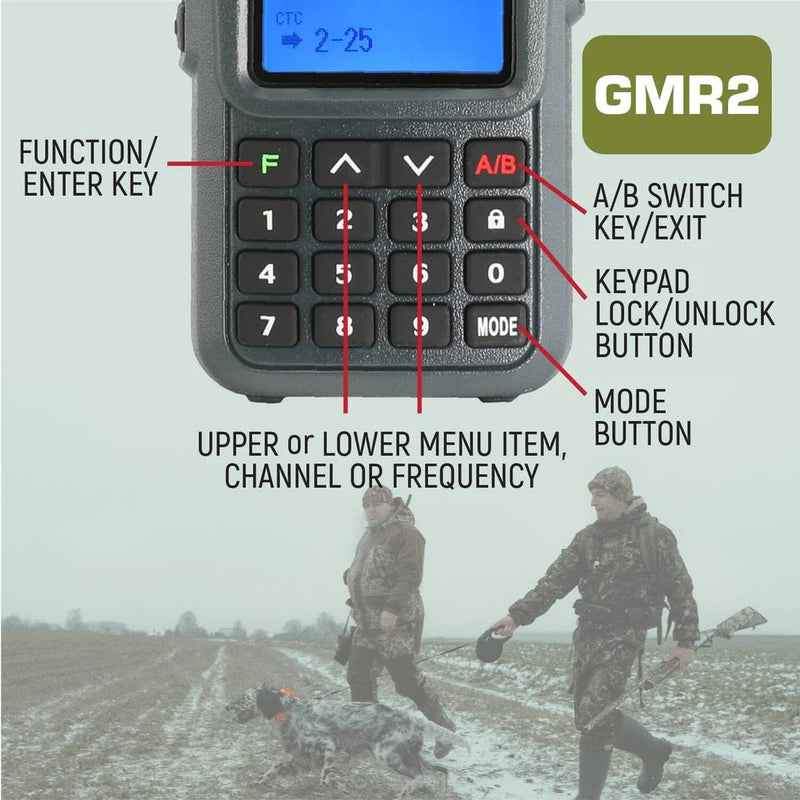 2 PACK - GMR2 GMRS and FRS Two Way Handheld Radios - Grey - Aspire Auto Accessories