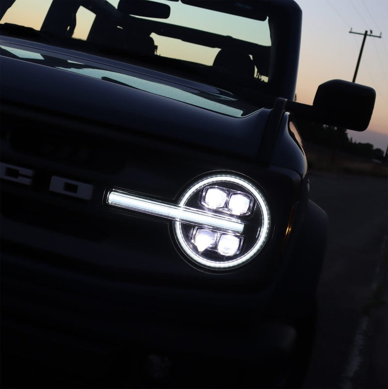 21-23 Ford Bronco / 22-23 Bronco Raptor NOVA-Series LED Projector Headlights Black - Aspire Auto Accessories