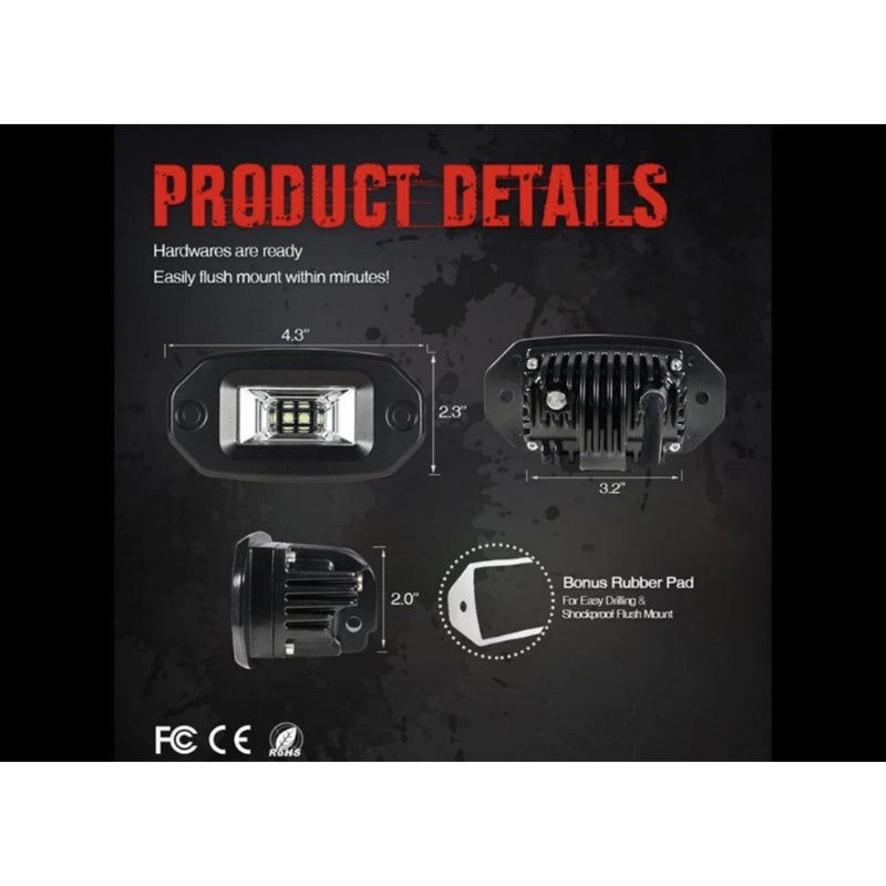 Cali Raised LED 20W Flood Flush Mount LED Pod - Aspire Auto Accessories