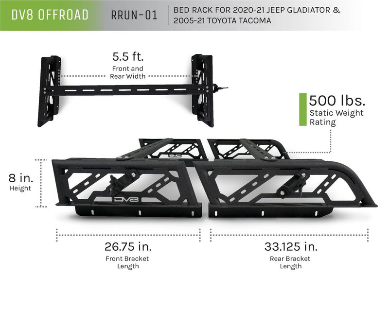 DV8 2005-2023 Toyota Tacoma Bed Rack - Aspire Auto Accessories